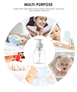 

5PCS Foam Bottle Plastic Transparent Flat Head Foam Pump Bottle Portable Recyclable Refillable Squeeze Soap Dispensing Bottle
