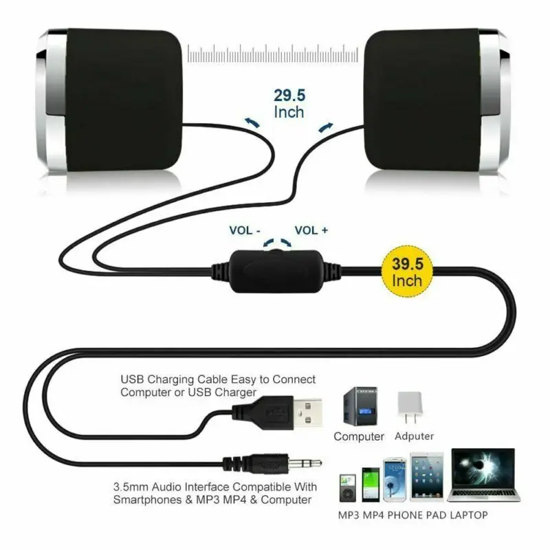 2 шт. компьютерный динамик USB 2,0 питание Настольный аудио ноутбук USB портативный мини компьютерный мультимедийный динамик