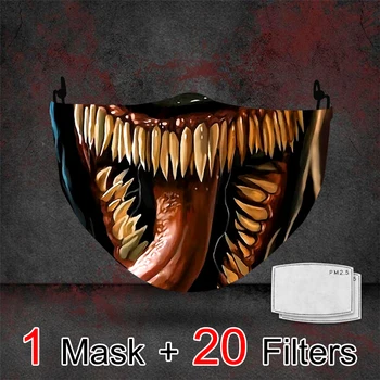 

Cosplay Fashion Print Face Masks Washable Mouth Mask Halloween Festival Party Funny Face Cover