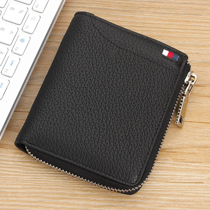 

Top Grade Men Short Leather Wallet First Layer of Pure Leather Wallet Driving License Leather Wallet Men's Multifunctional Walle