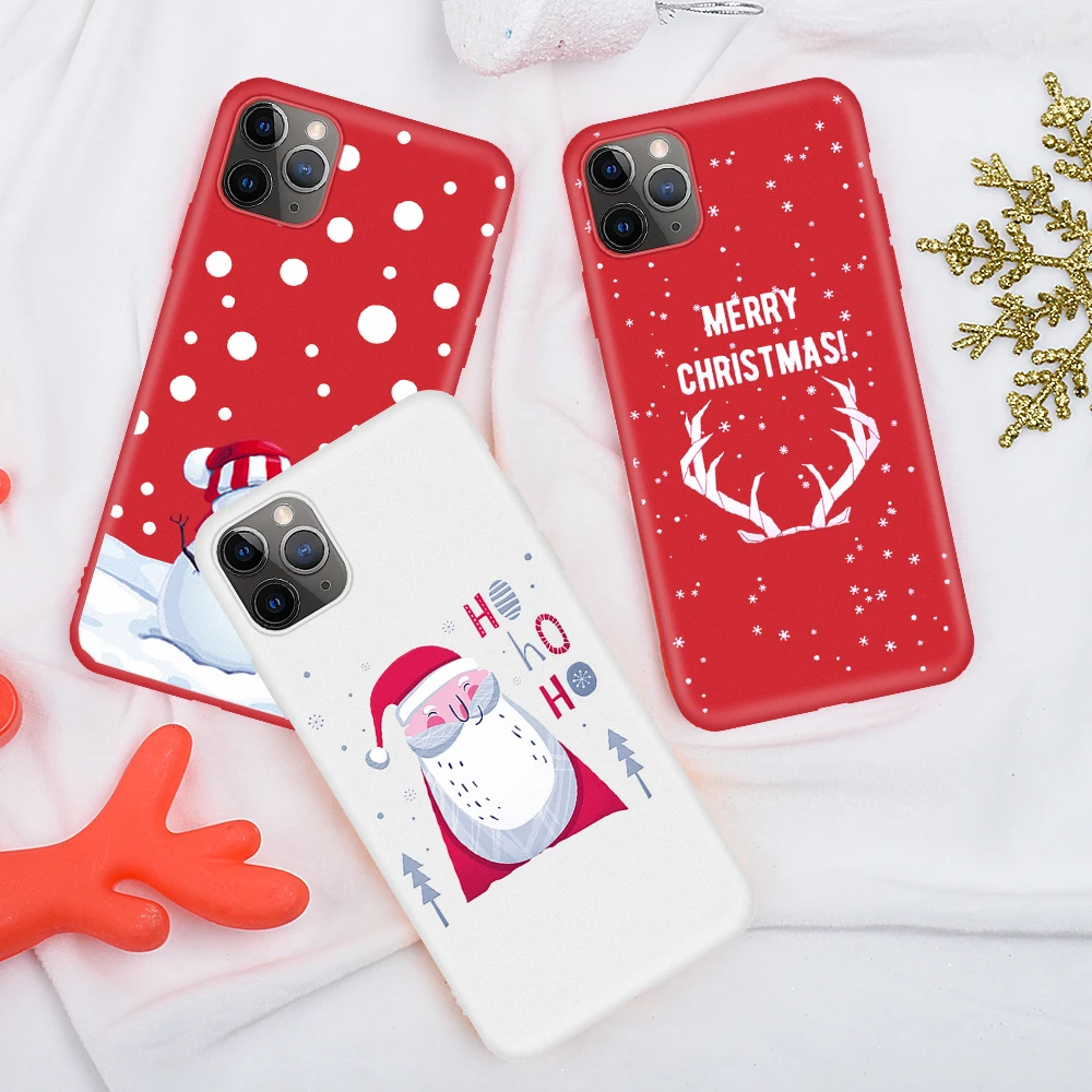 For iPhone 12 11 Pro Max 12 Mini XS Max Soft Case Animal Christmas White Pattern Phone Case For iPhone XR X SE2020 8 7 6s 6 Plus