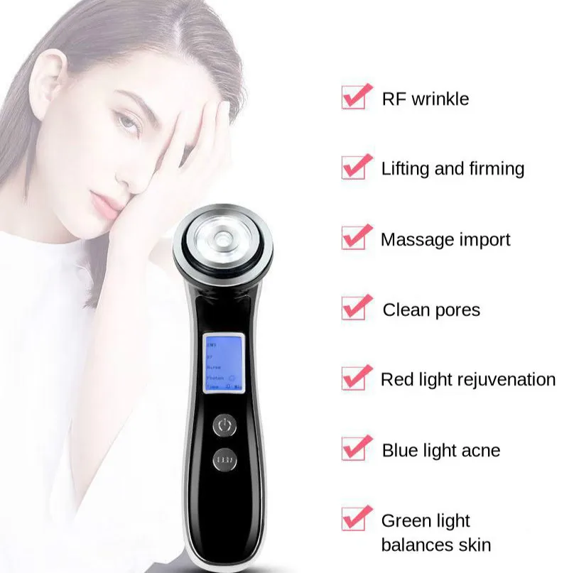  LED Photon Facial Mesotherapy Electroporation RF Radio Frequency Face Lifting Tighten Wrinkle Remov