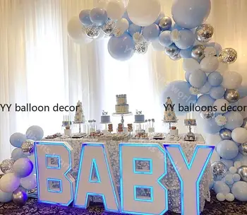 

Balloon Garland Kit Blue White Sliver Chrome Balloon Arch Wedding Bridal Shower Birthday Party Baby Shower NEW YEAR Decoration