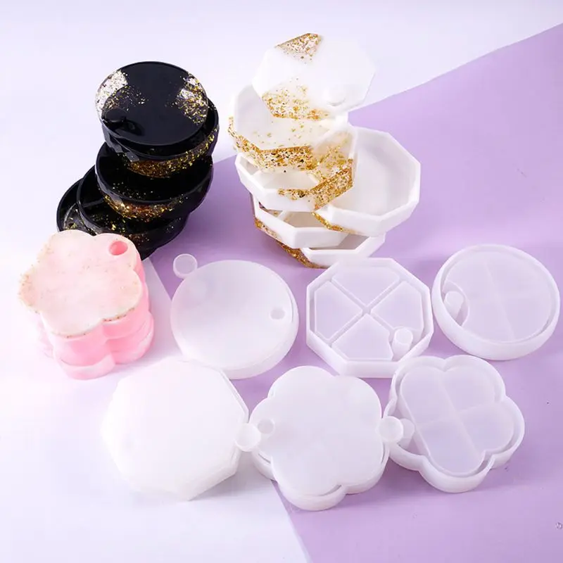 

Crystal Epoxy Resin Mold Rotating Overlapping Multi-layer Jewelry Storage Box Casting Silicone Mould DIY Crafts Making Tools