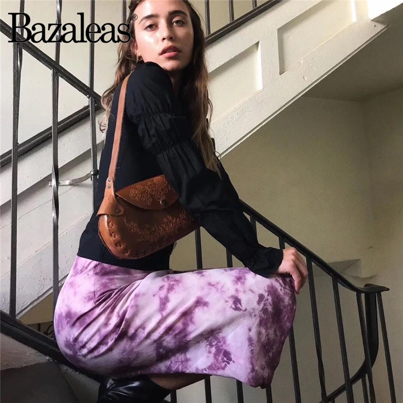 Bazaleas Винтаж Высокая Талия Миди-юбки леопардовым узором Для женщин юбка Sexy Тонкий диких Для женщин юбка Повседневное скольжения стиль юбка