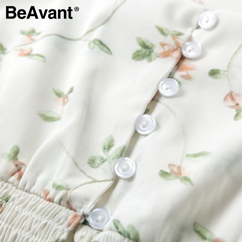 BeAvant модная блузка и рубашки с квадратным воротником для женщин Весна Лето Boho повседневные короткие Блузки Топ женский цветочный шик блуза