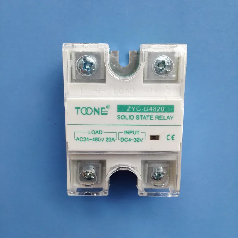 

Zhuo a relay ZYG-D4820 single-phase AC DC-AC solid-state relay SSR DC-controlled AC 20A AC24-480V DC4-32V