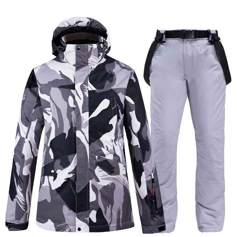 30 куртка+ ремень брюки мужской зимний костюм уличная спортивная одежда Сноубординг наборы водонепроницаемый ветрозащитный зимний костюм Лыжная одежда - Цвет: Pic Jacket and pant