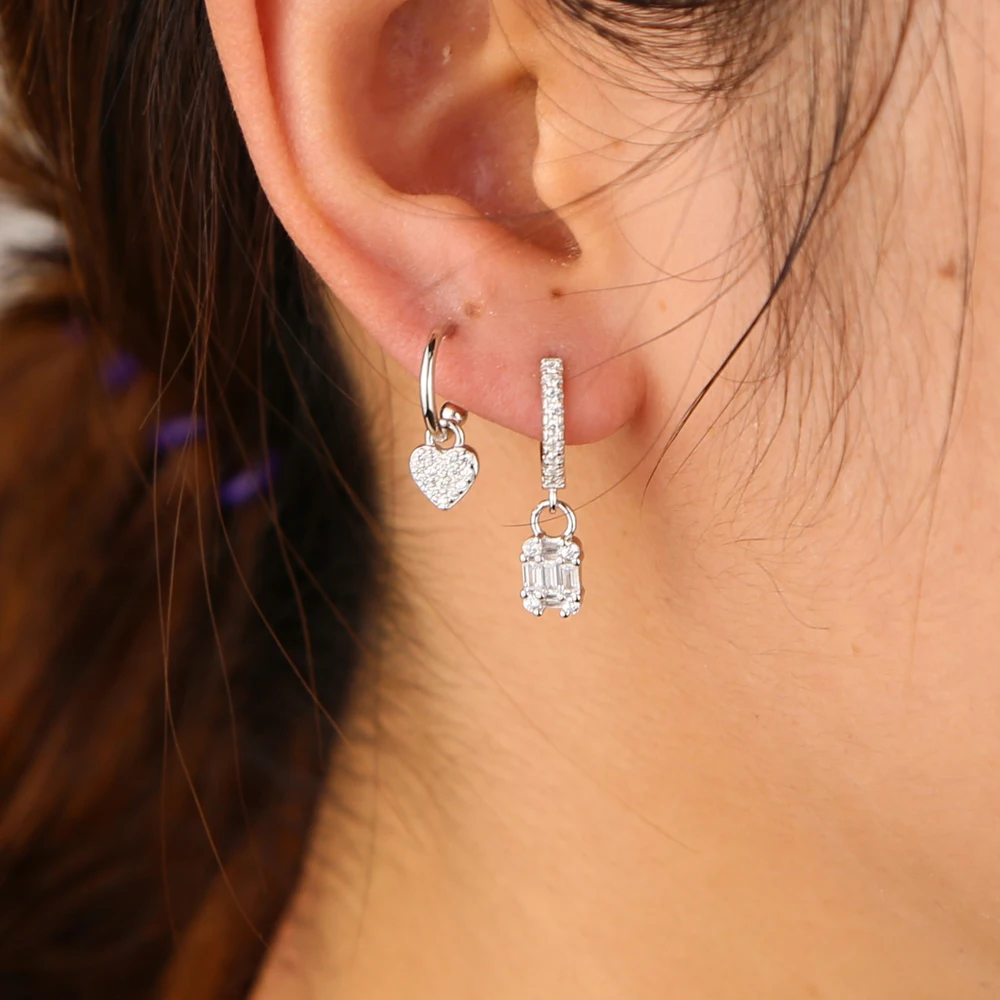 Женские серьги подвески из серебра 925 пробы с фианитом|Серьги-подвески| |