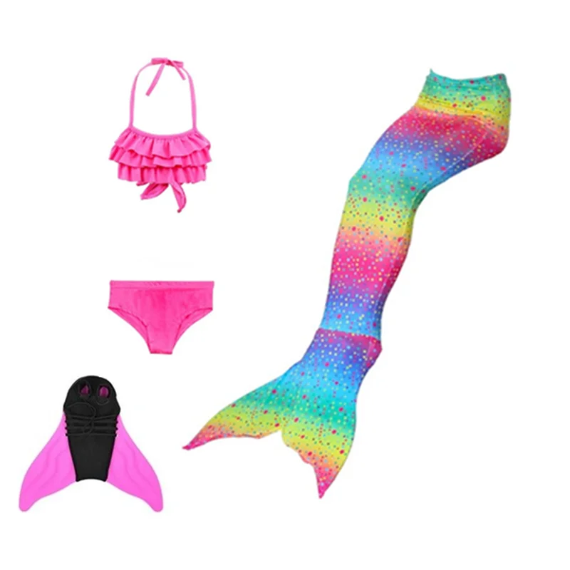 4 estilo Arco Iris color nignas natasion sirena cola disfraz Косплей nignos Traje de Bagno con/sin Fin - Цвет: Mermaid 2 with fin