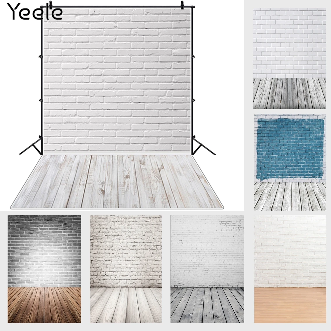 Portrait Photography Backdrops Brick-Wall Floor-Planks Studio Wooden Shoot Yeele White