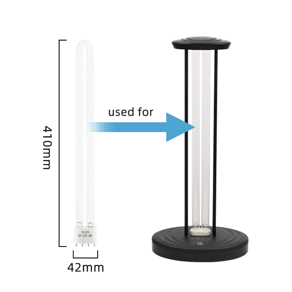 AC220V High Ozone UVC Sterilizing Lamp Tubes 38W Ultraviolet Germicidal Lamps 2G11 UV Disinfection Spare Light Tube 253.7nm