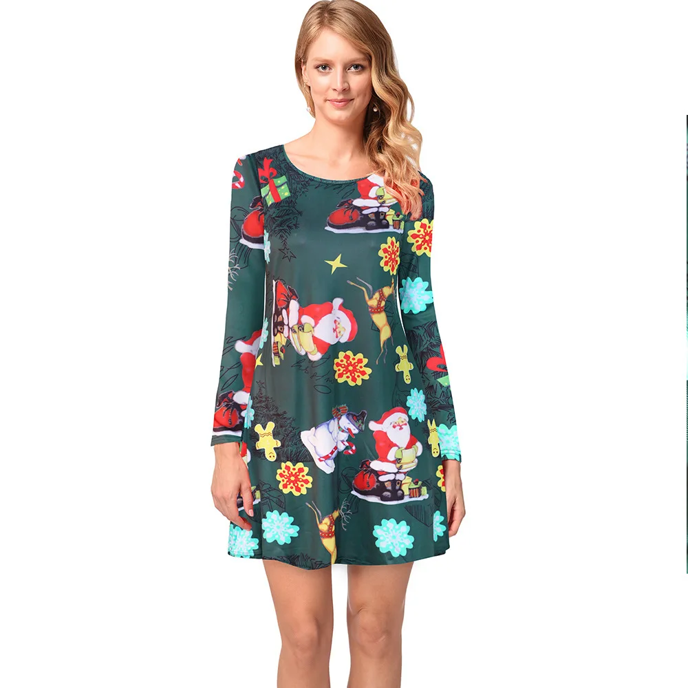 

2019 Europe And America WOMEN'S Dress Printed Christmas Dress Hot Selling Christmas Costumes Christmas Performance Wear G181