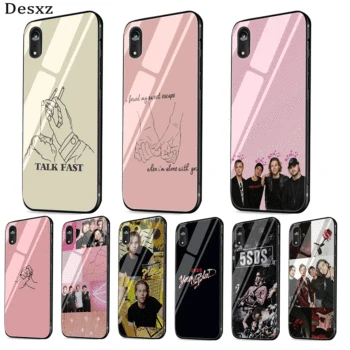 

Luxury Phone Case Glass for iPhone 11 Pro Max Xr X Xs Max iPhone 7 8 6 6s Plus 5s Cover 5Sos band YOUNGBLOOD 5