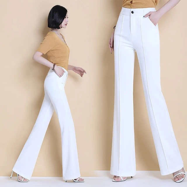 Korean Style Spandex Pants Polyester Broadcloth Trousers Solid Straight Pant  New