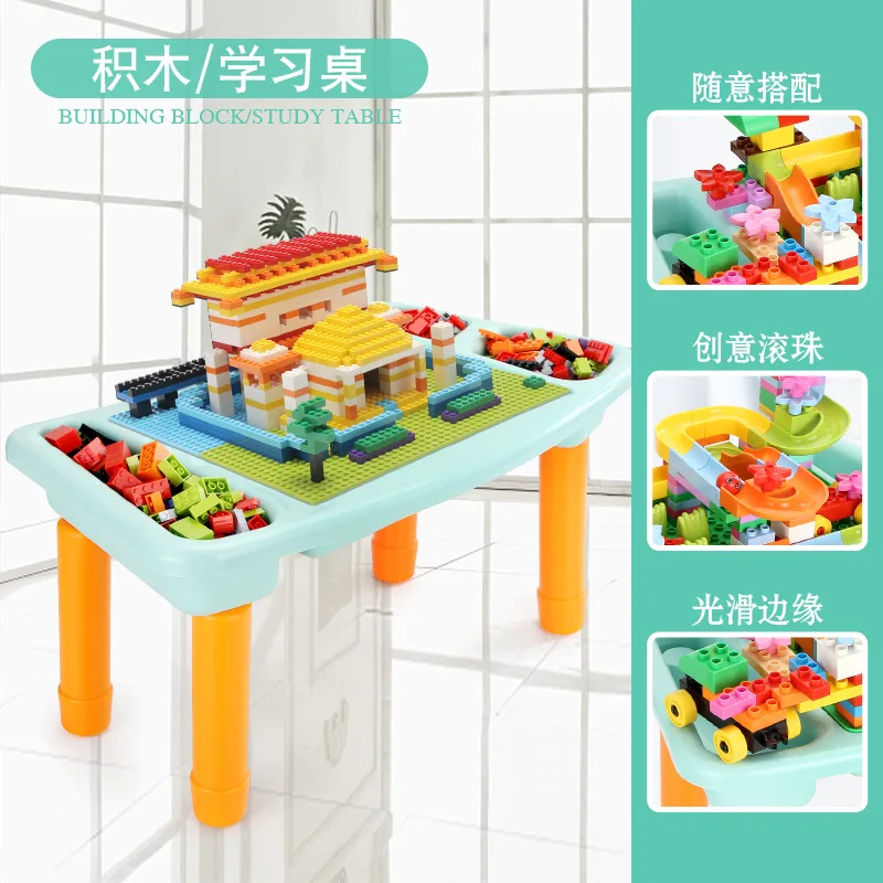 

Children Building Blocks Table Plastic Assembled Slide Building Blocks Toy Storage Units Dedicated Intelligence Multi-functional