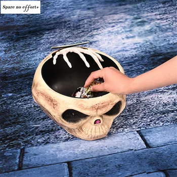 

Halloween Electric Candy Bowl with Jump Skull Hand Scary Eyes Party Creepy Decoration Haunted Skull Bowl Ktv Bar Horror Props
