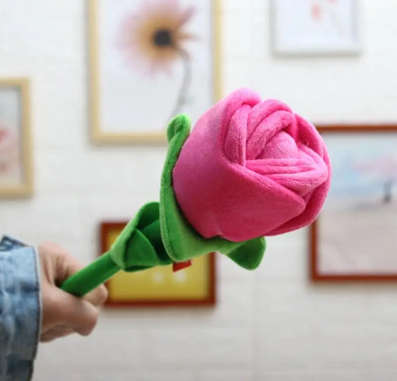 Розовый цветок плюшевая игрушка чучела хлопковый ПП наполнитель Моделирование Плюшевые Растения мультфильм Массажная палочка для спины