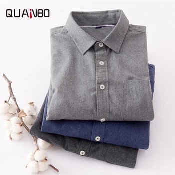 

2019 New Solid Mens Shirt Slim Fit Business Casual Men Long Sleeve Shirt 100% Cotton High Quality Men Dress Shirts Gray