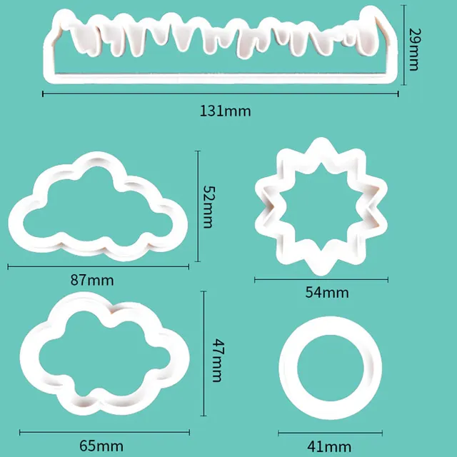 5Db/Set Cloud Grass Sun Cookie Cutter Egyedi Gyártású 3D -S Nyomtatott Fondant Süti Vágó Keksz Penész Sütemény Díszítő Szerszámok Új - Image 3
