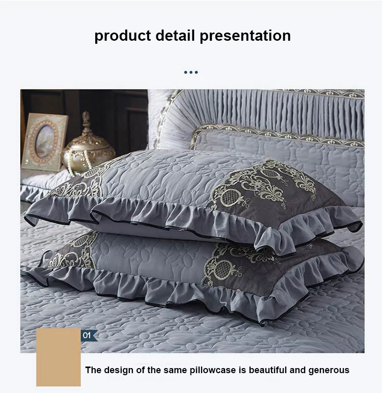 Thicken Quilted Bed Skirt Luxury Lace Embroidery Bed Frame Cover Warm Soft Bed Sheet Queen King Size Bedding Bedspread