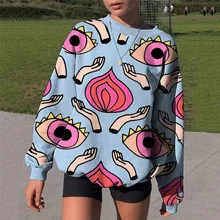 Aliexpress - 2021 Spring Women Fashion Cartoons Print Sweatshirt Pullover Casual Elegant Round Neck Long Sleeve Tops Ladies Streetwears