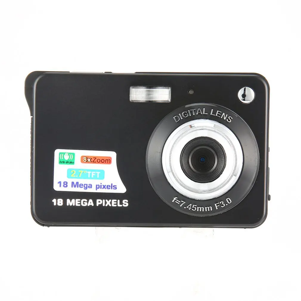 2,7 дюймов ультра-тонкая 18 МП HD цифровая камера детская камера видеокамера Цифровая Студенческая камера s День рождения лучший подарок - Цвет: Черный