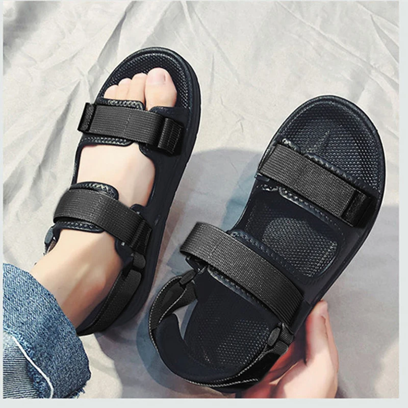 

New Man Sandals Soft Bottom Men Summer Beach Shoes Solid Color Shoes Non-slip Open Toe Men's Sandals Beach Slippers