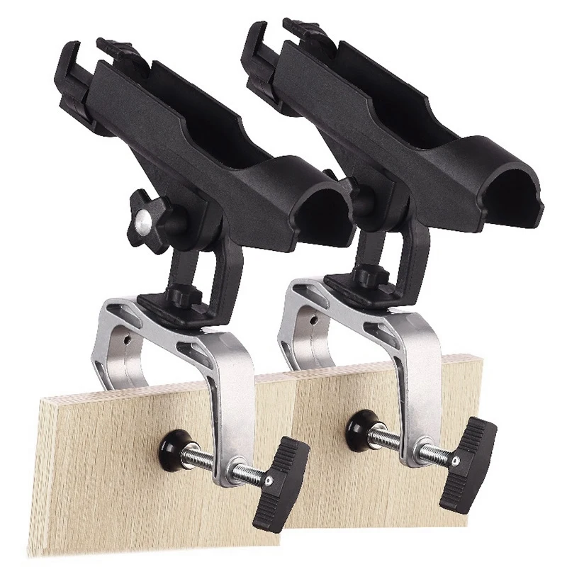 

2Pack Fishing Boat Rods Holder With Large Clamp Opening 360 Degree Adjustable Fishing Rod Racks Folding Holder