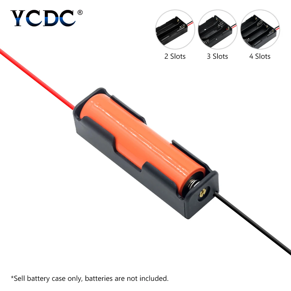 YCDC 1Pcs 18650 Battery Storage Box Case DIY 1/2/3/4 Slot Way Batteries Clip Holder Container With Wire Lead Pin |