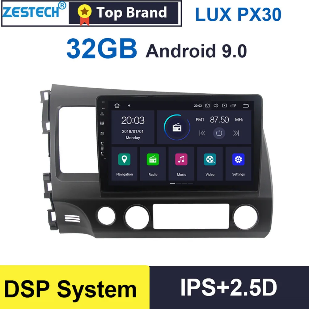 Ips 2.5D 10," 1din Android 9,0 gps Радио автомобильный dvd-плеер для Honda Civic 2006-2011 Авторадио автомобиля gps DVD мультимедиа SWC DSP wifi