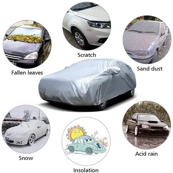 

Waterproof Car Cover Silver Polyester 4.7×1.75×1.5m XL Protector Outdoor