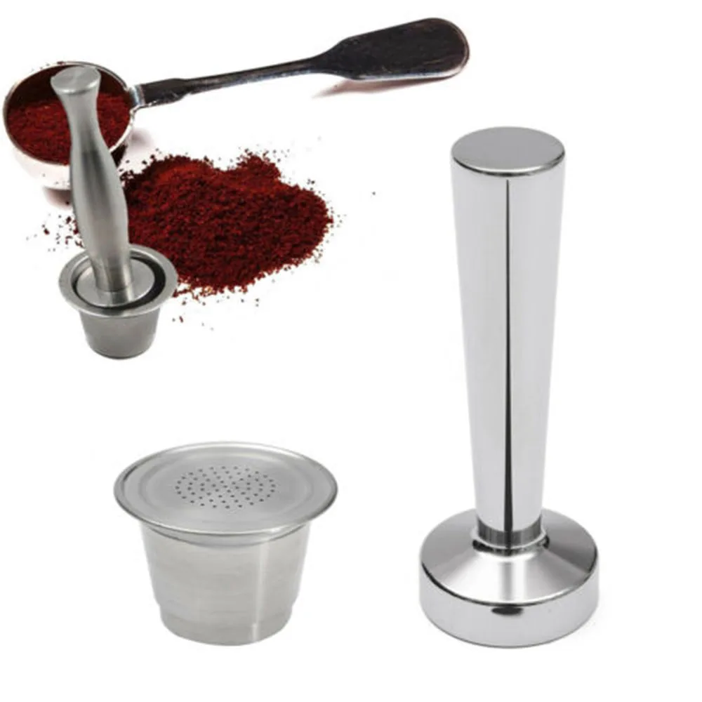 

Stainless Steel Powder Hammer Set Refillable Coffee Cup Capsules Brewing Pods For Nespresso Coffeeware Reusable