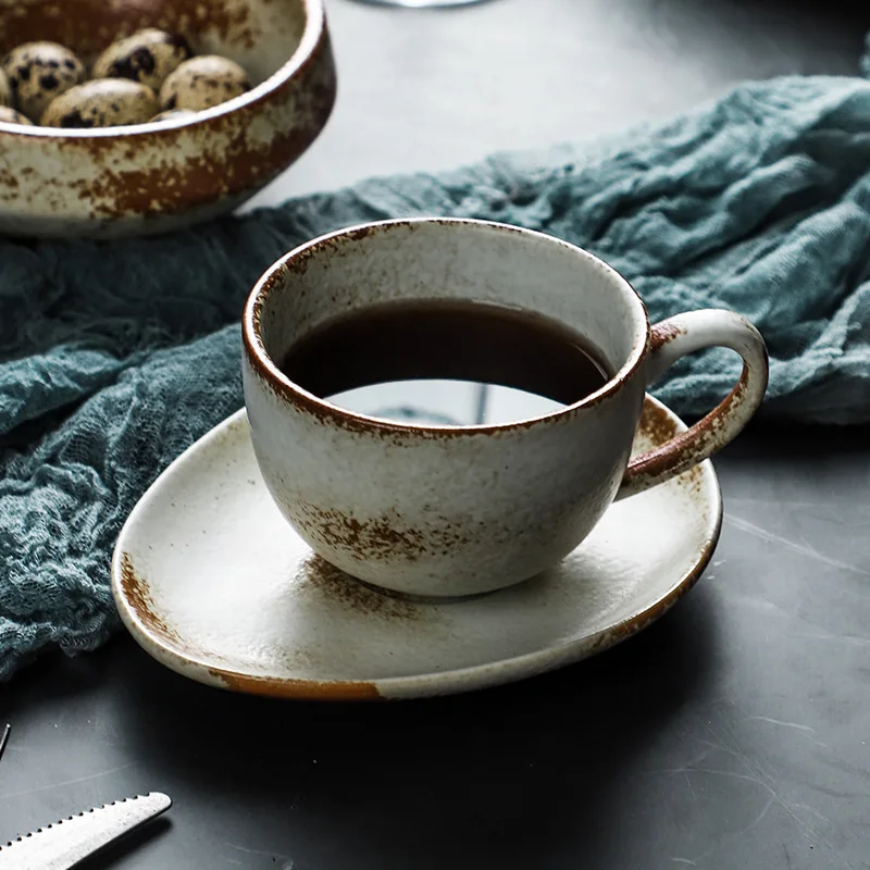 Dishes Light Luxury Retro Ceramic Tableware Set Home Creative Glaze Western Plates For Food Dinner Plates Rice Bowl Coffee Cup