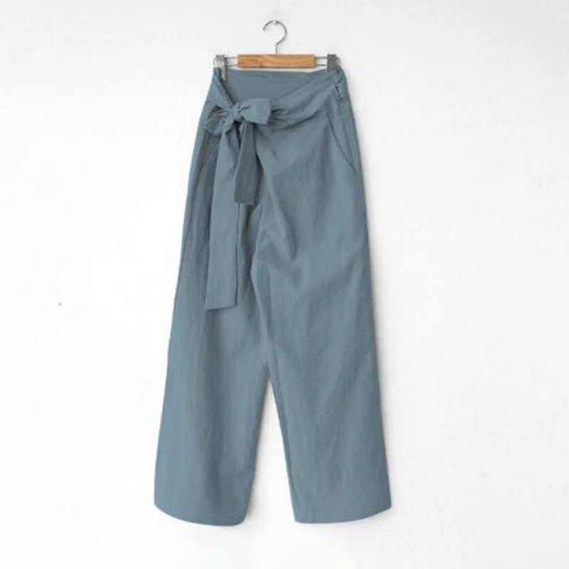 CHCIEVER Lace Up Bow Irregular Trousers For Women High Waist Casual Loose Autumn Wide Leg Pants Female Fashion Clothing New