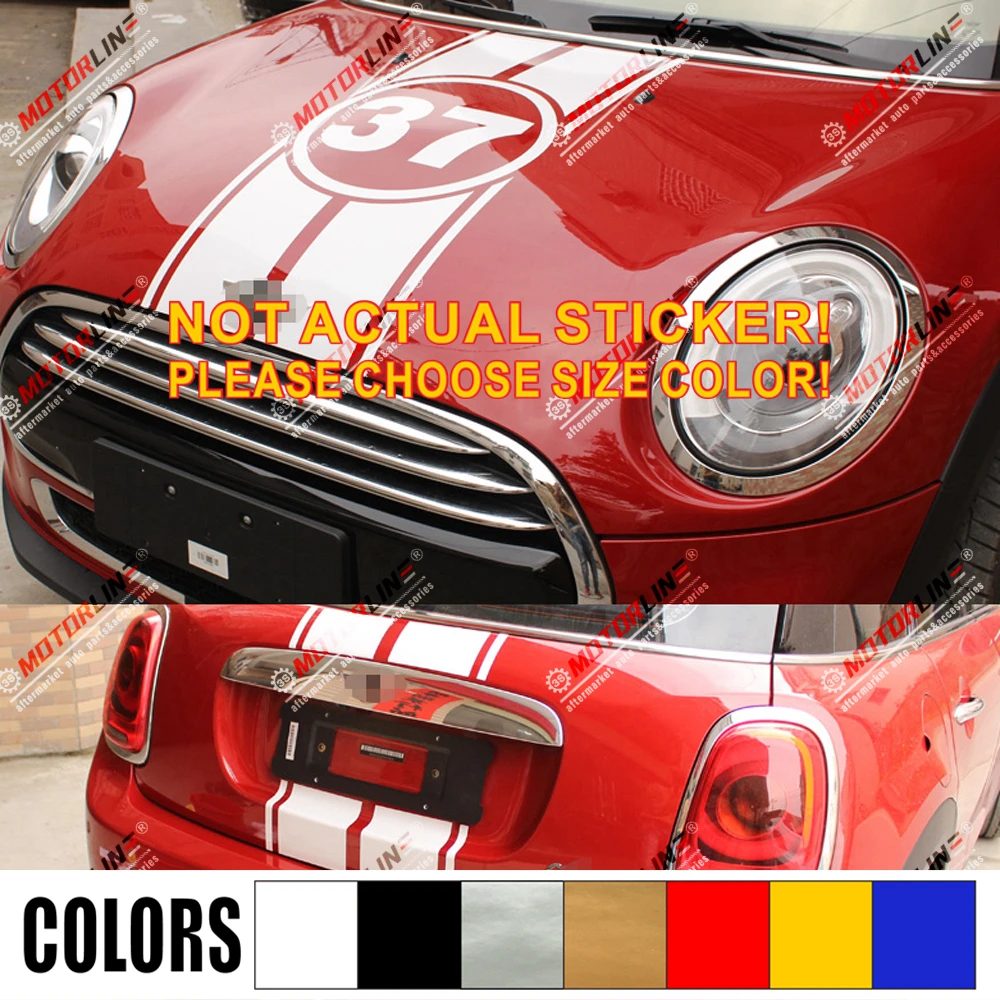 

Set of 4 Car Hood Trunk Stripes pick color number no bkgrd fit for MINI Cooper