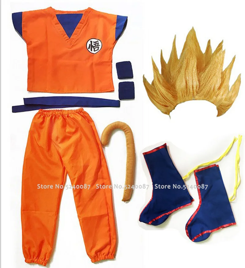 Dragon Ball Anime Cosplay Suit Sun Wukong Fancy Costumes Clothes Vest Tops Pants Belt Tail Wrister