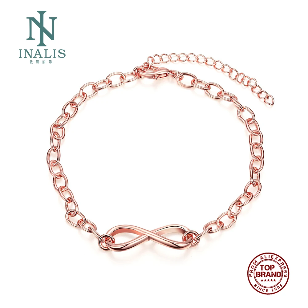 Женский браслет INALIS простой с цепочкой из розового золота|bracelets for|charm braceletwomen bracelet
