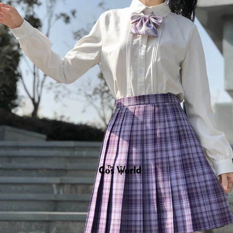 Japanese Girl's Summer High Waist Pleated Plaid Skirts For JK School Uniform Students
