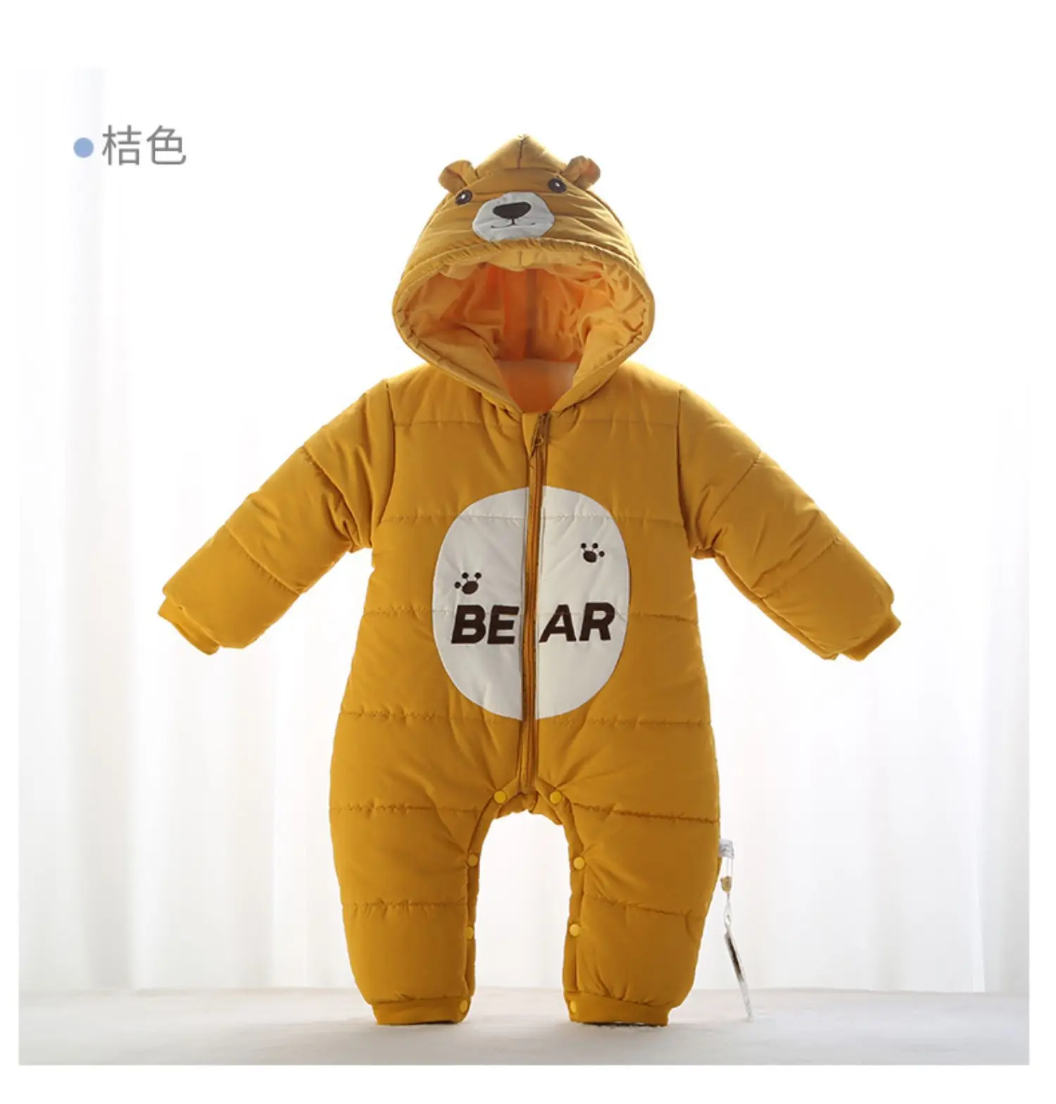 Детские комбинезоны; Новинка зимы Одежда для новорожденных/малышей BabyHooded Комбинезоны пальто с рисунком медведя, костюм для детей ясельного возраста, детская одежда YYY017