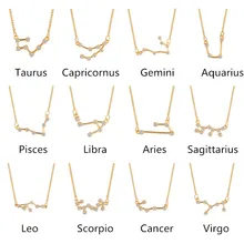 Золотой цвет звезда знак зодиака 12 Созвездие ожерелье s& ожерелье с подвесками для женщин длинное цепное ожерелье Бижу Femme