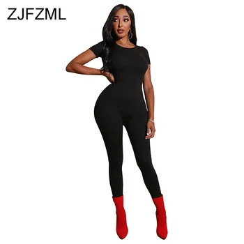 

Sexy Scoop Neck Bandage Overalls for Women Short Sleeve Solid Plus Size Jumpsuit Elegant Ladies Bodycon One Piece Party Romper