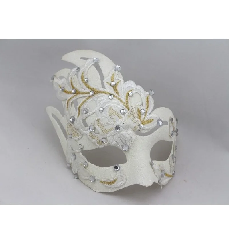 

Masquerade Princess Venice Terror Mask Halloween White Lace Diamond Simulation Mask