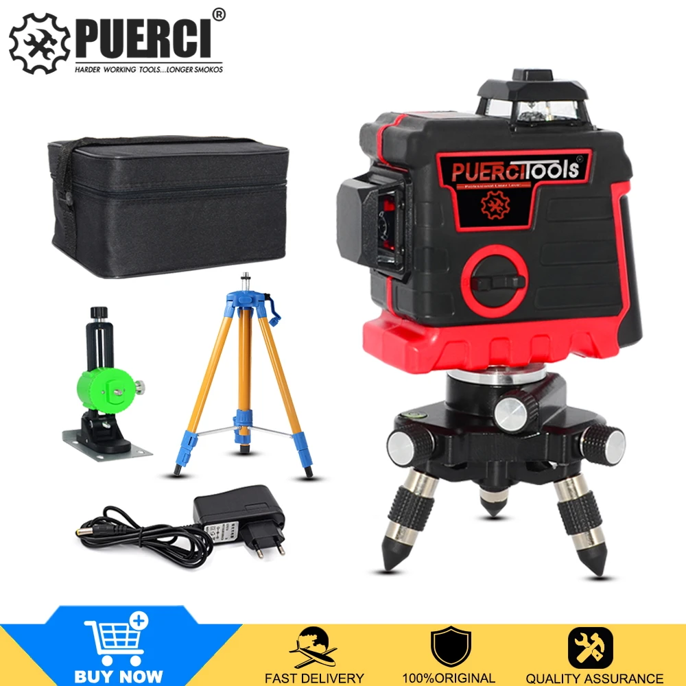 

New 12 Lines 3D Green light Horizontal&Vertical Lines Laser Level Self-Leveling, Tilt Function ,360 Rotary Green Laser Levels