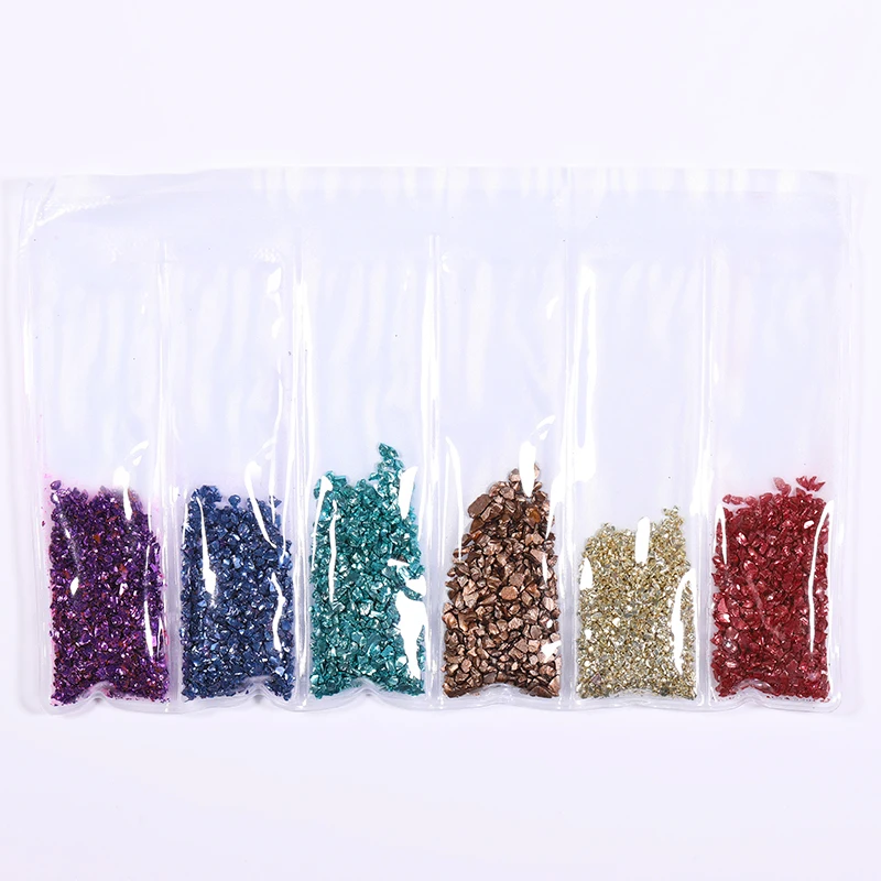 Mixed Sizes 1000Pcs Nail Rhinestones Crushed Stones Irregular Glitter Beads Jewelry Making DIY AB Color Crystal Flat Bottom - Цвет: 03