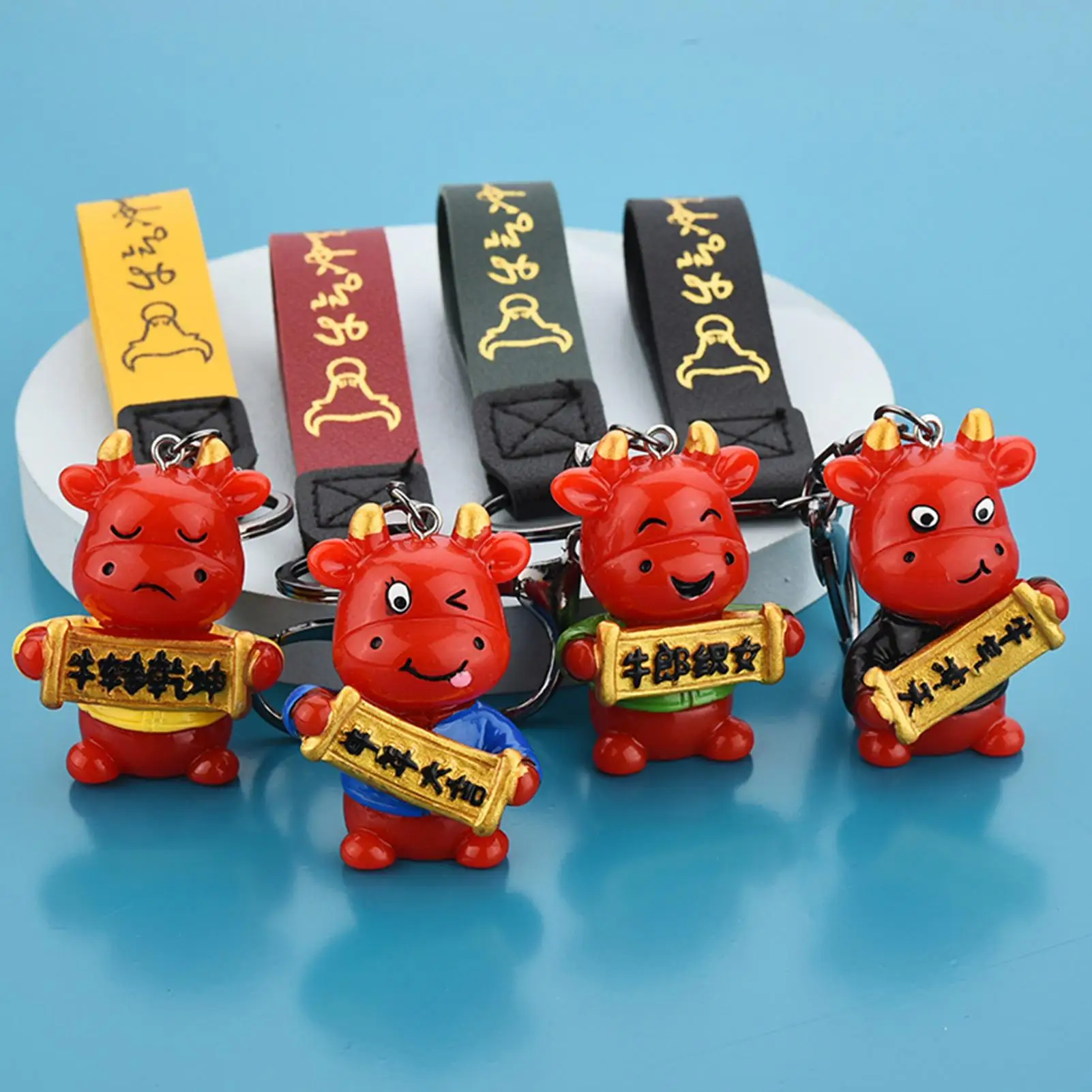 2021 New Year Chinese Zodiac Cartoon Bull Cow Ox Cattle Decor Pendant Keychain | Украшения и аксессуары