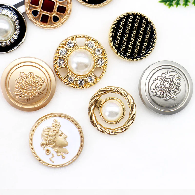 Golden Rhinestone Shank Brass Buttons Diy Fashion Ladies - Temu