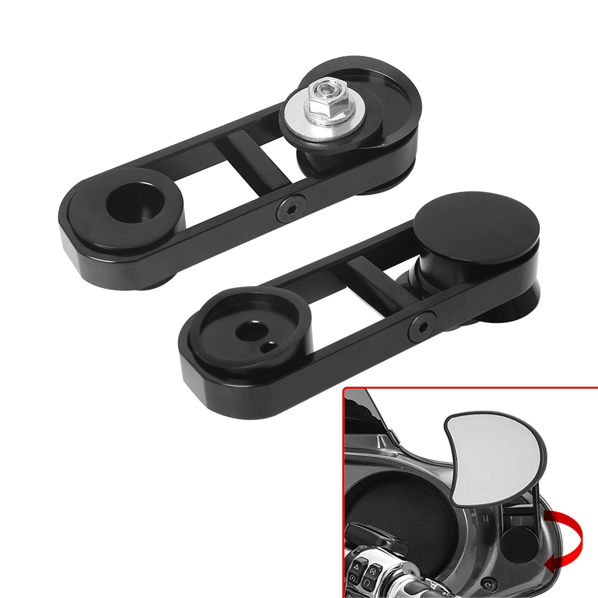 Motorcycle Black 180° Adjustable Drop Mirror Relocator Mount For Harley