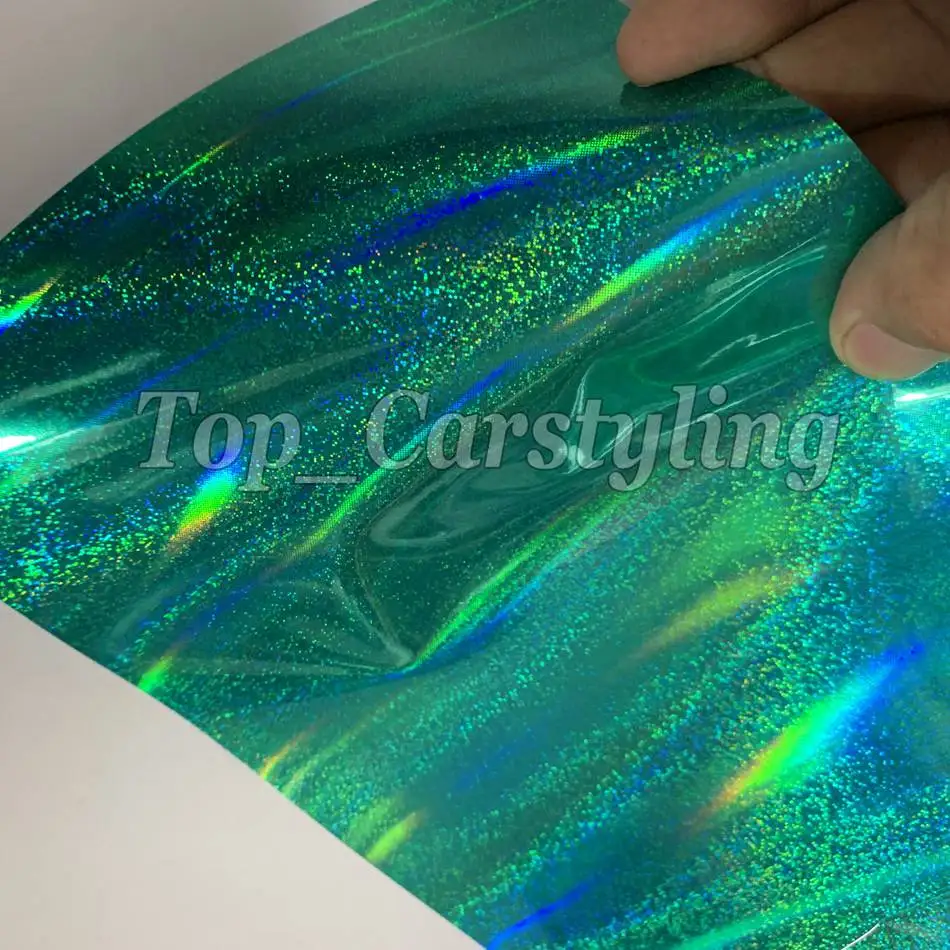 Green Neo chrome holographic Vinyl Car Wrap Film Laser Stickers with Air bubble Free Self adhesive PROTWRAPS 1.52x18m/Roll |