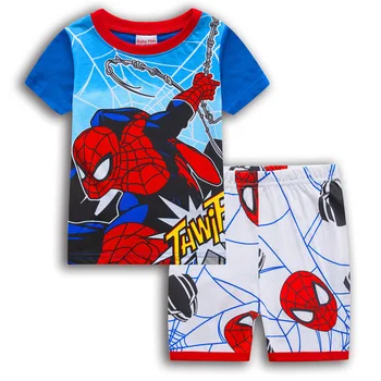 Zestawy dla dzieci dziewczyna chłopcy Avengers Spiderman Cartoon bielizna nocna dziewczyny piżamy dla całej rodziny ubrania dla dzieci bielizna nocna dla dzieci piżamy bawełniane tanie i dobre opinie Disney COTTON Damsko-męskie 25-36m 4-6y Na co dzień CN (pochodzenie) CZTERY PORY ROKU Z okrągłym kołnierzykiem Pulower